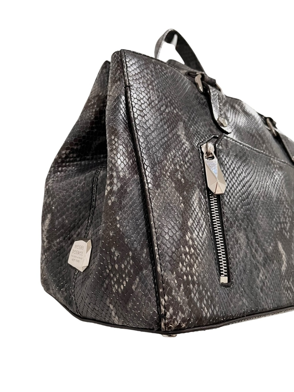 Henri Bendel Extra Large Grey Snakeprint Satchel NWOT - Picture 9 of 15